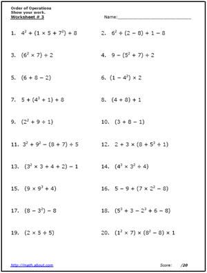 6th Grade Pre Algebra Practice Worksheets
