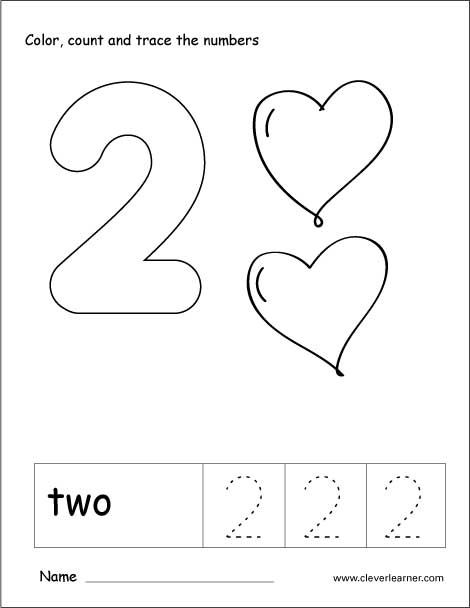 Color Number 2 Worksheets For Preschool