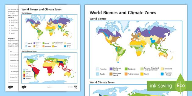 World Climate Zones Map Worksheet Answers
