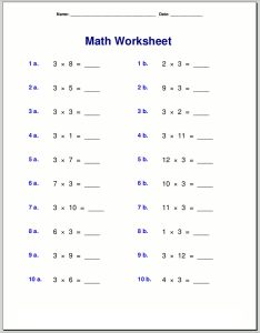 New 3 Times Table Worksheets to Print Activity Shelter