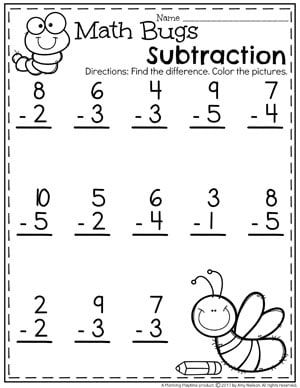 Easy Kindergarten Math Worksheets Subtraction