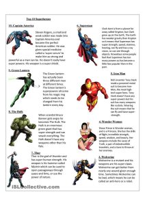 Top 10 Superheroes Reading comprehension, English activities, Esl