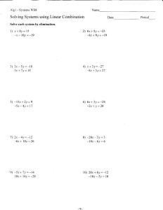 Algebra 1 Elimination Using Multiplication Worksheet Answers Times