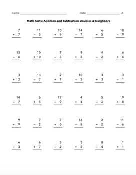 Addition Facts Up To 20 Worksheets