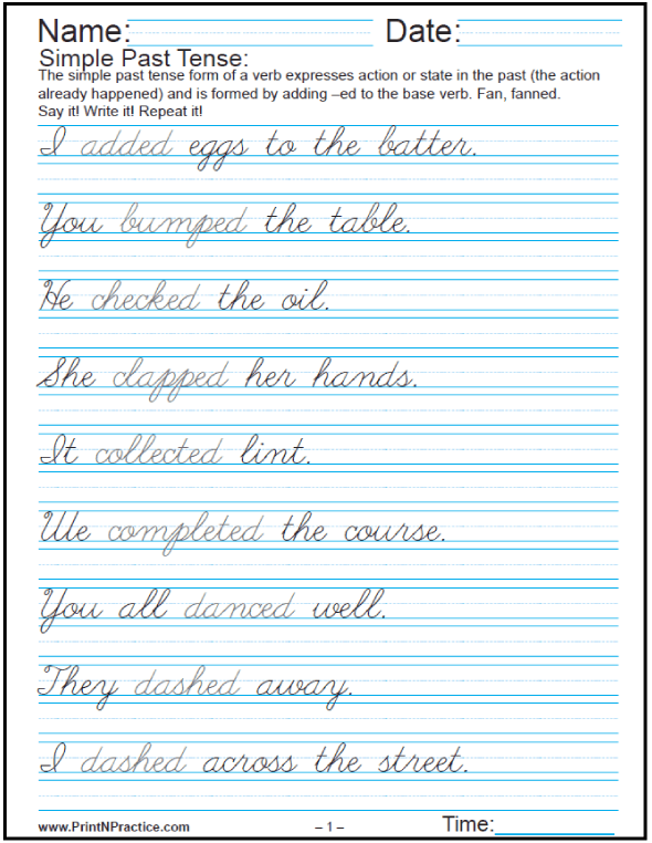 Cursive Handwriting Practice Sentences Pdf