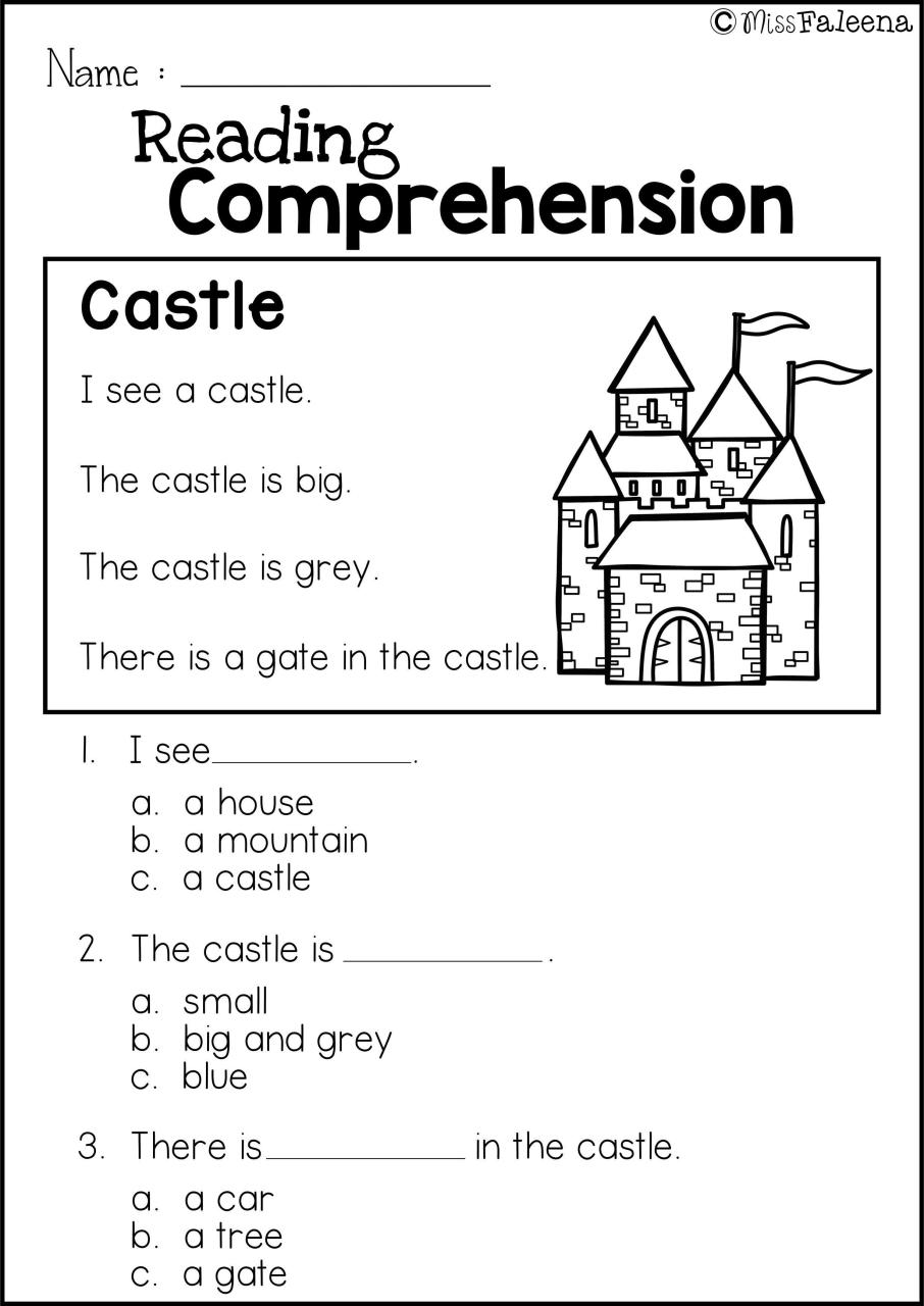 Free Kindergarten Reading Comprehension Worksheets Pdf