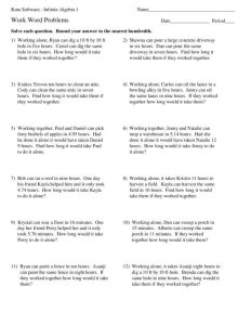 Linear Word Problem Worksheet solving Linear Equations Word Problems
