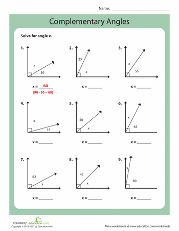 Supplementary Complementary Vertical And Adjacent Angles Worksheet