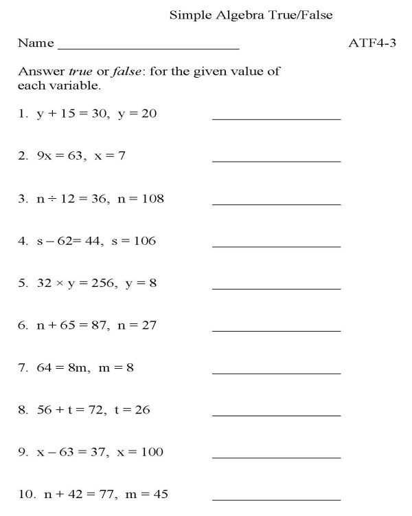 Pre Algebra Practice Worksheets Pdf