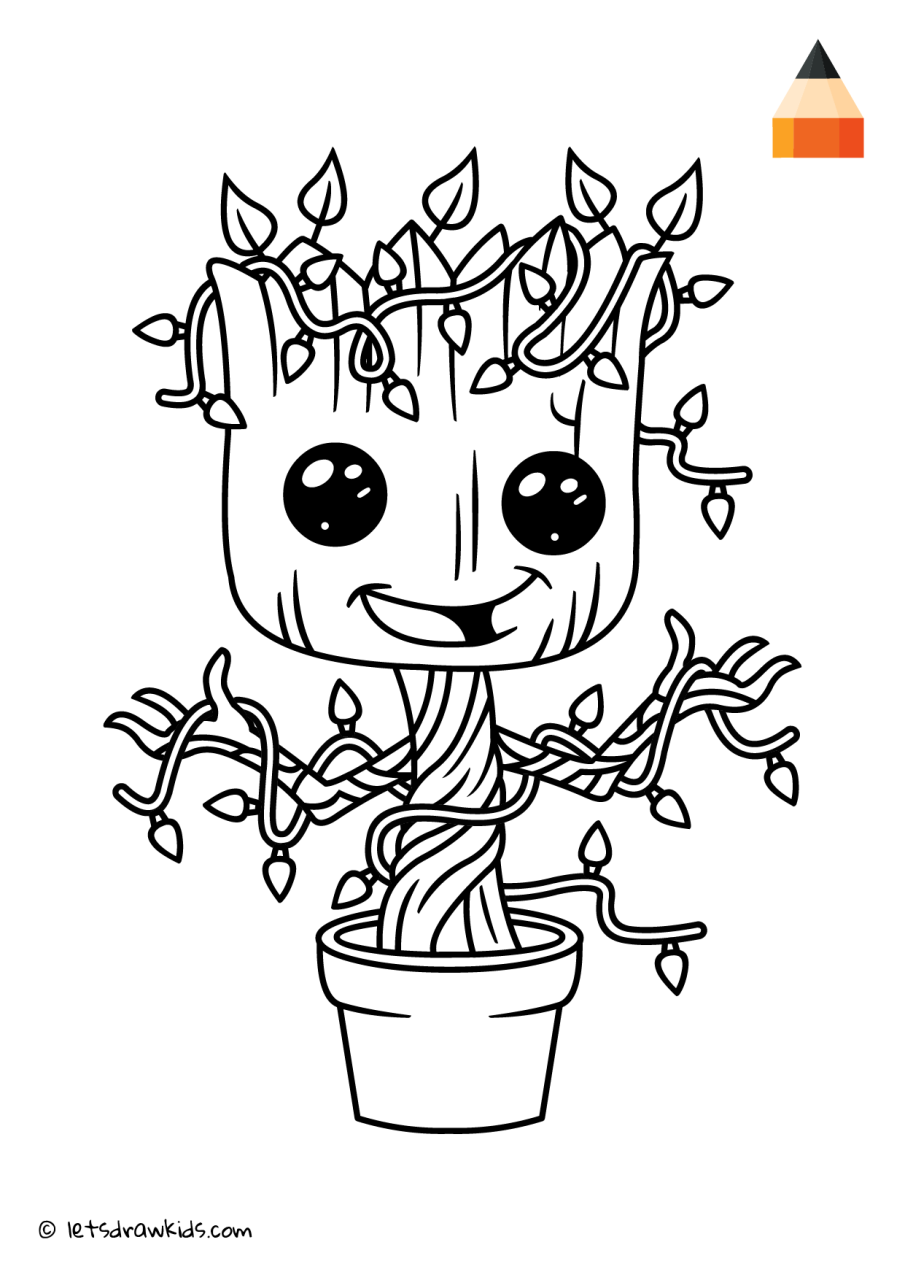 Coloring Page Christmas Groot Mermaid coloring pages, Marvel