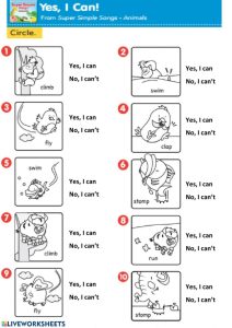 Yes, I can (read and circle) worksheet