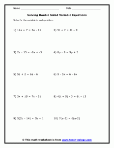 Solving Double Sided Variable Equations Algebra equations, Equations