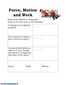 Force, Work and Motion worksheet