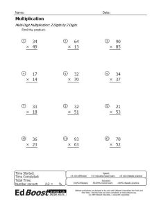 Hard Multiplication 2Digit Problems MultiDigit Multiplication (by 2