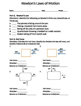 Newton's Second Law Of Motion Problems Worksheet Answers