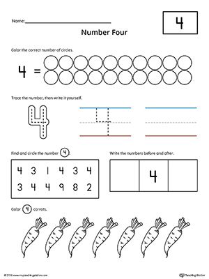 Number 3 And 4 Worksheets For Kindergarten