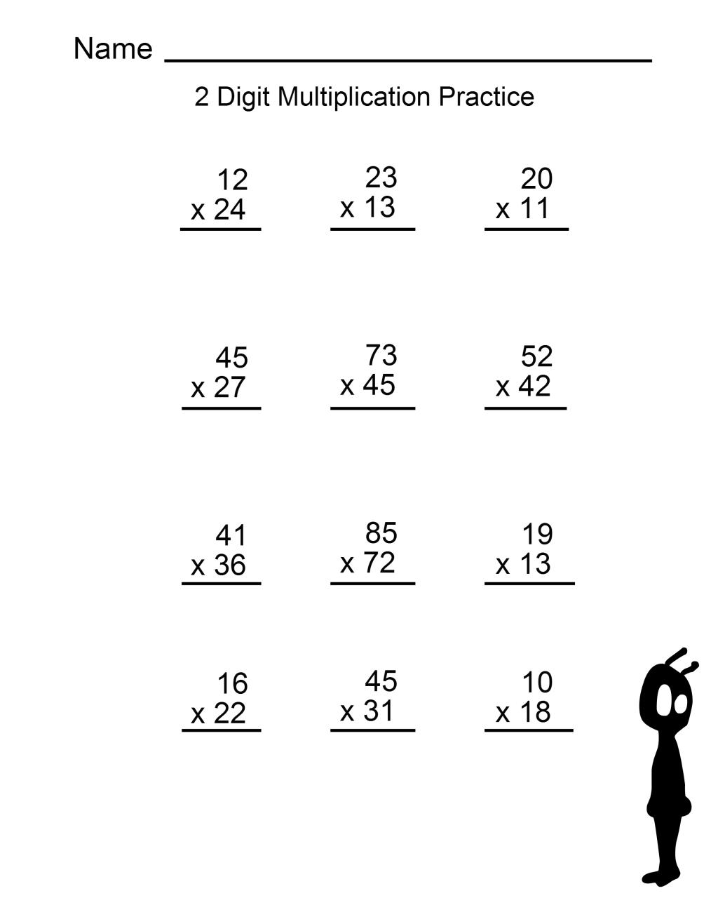 3 Digit Times 2 Digit Multiplication Worksheets