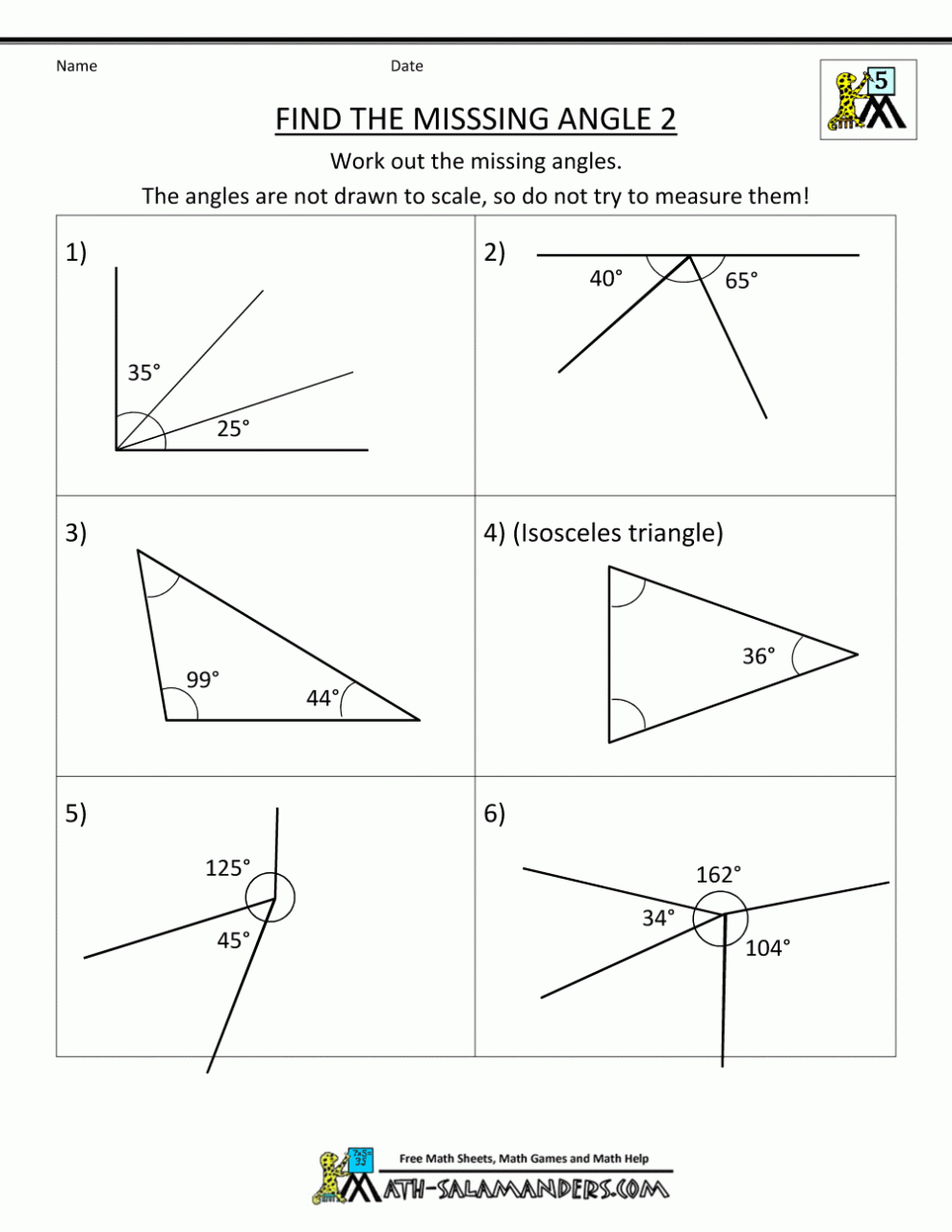 Finding Missing Angles With Equations Worksheet