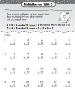 Multiplication by zero worksheet