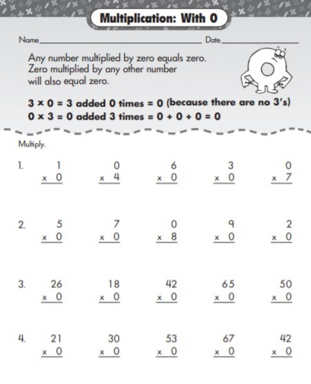 Multiplication Worksheets 0