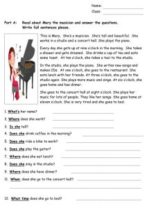 Reading comprehension online exercise for Primary