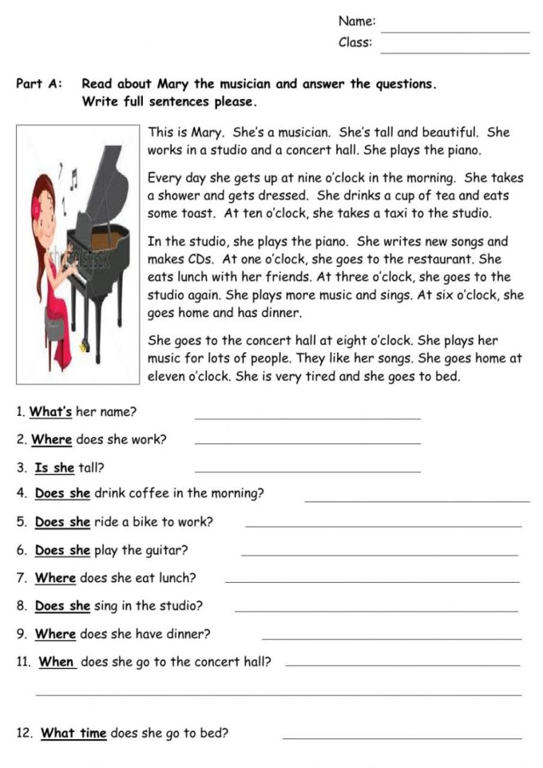 Primary Reading Comprehension Worksheets