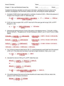 Gas Laws Worksheet III Answer Key 1112 Gases Mole (Unit)