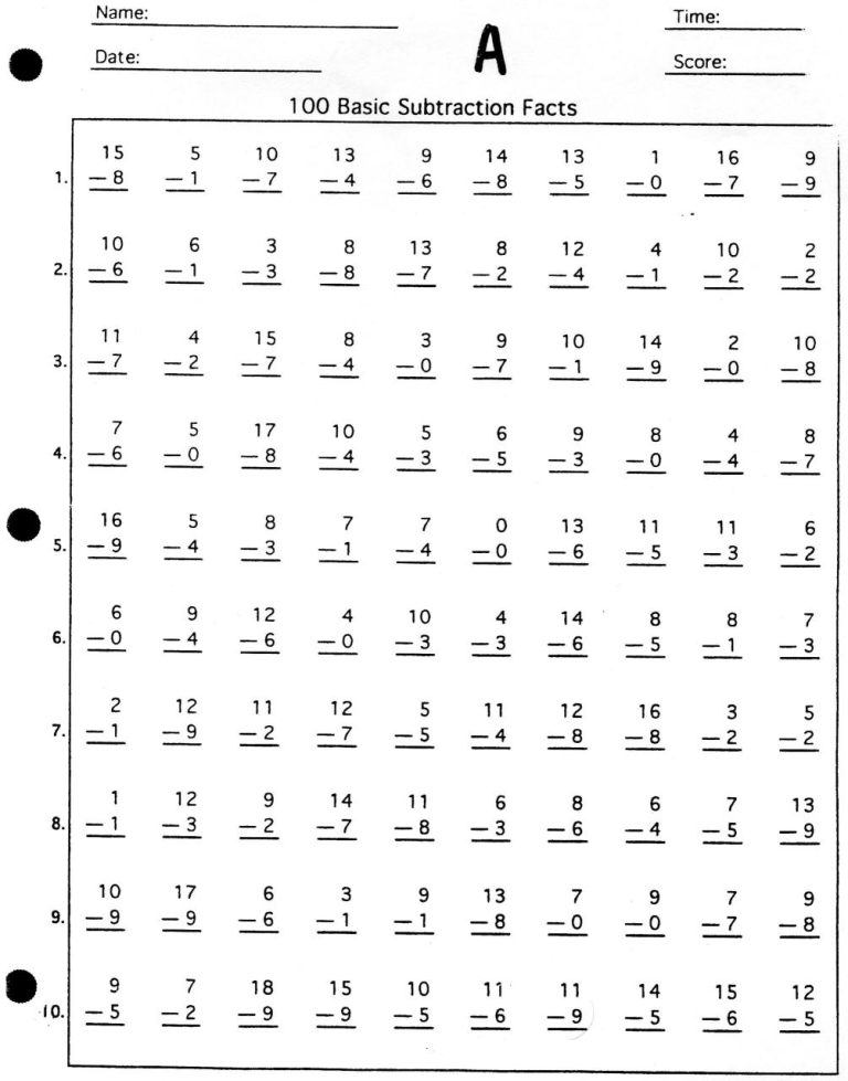 Multiplication Timed Worksheets