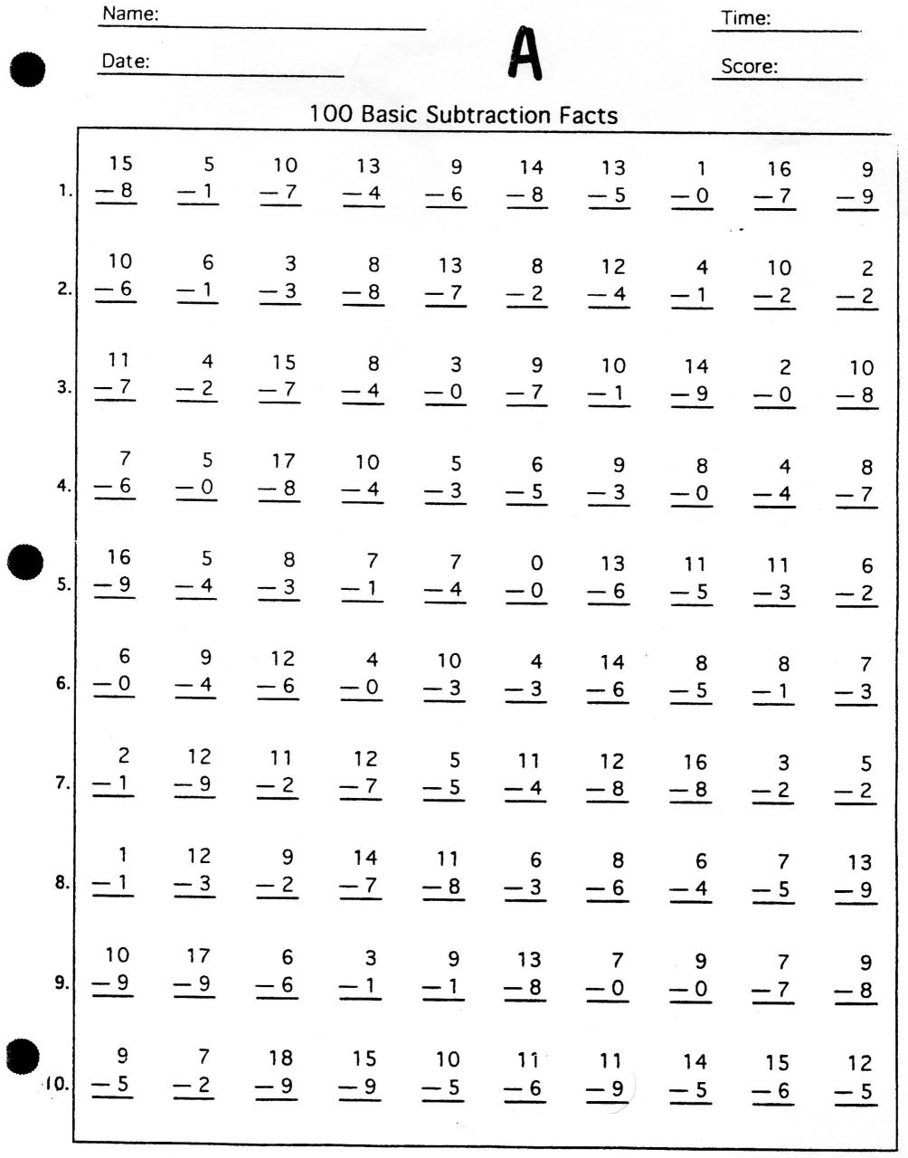 Multiplication Timed Worksheets