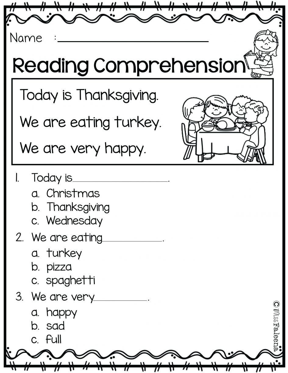 Pdf Free Printable Reading Comprehension Worksheets For Kindergarten