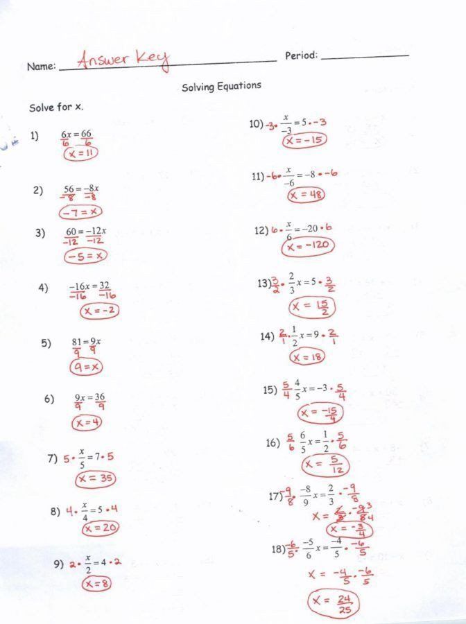 Two-Step Equations With Fractions Worksheets