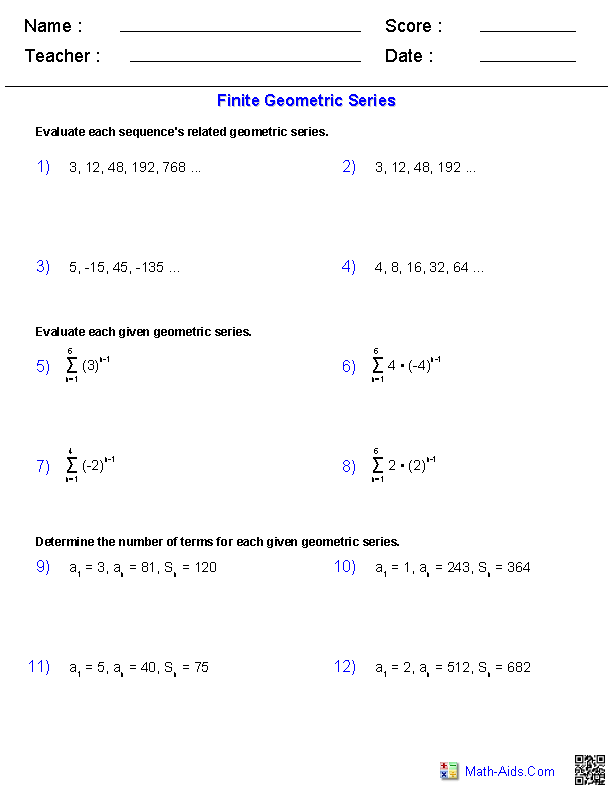 Arithmetic Sequence And Series Worksheet Pdf