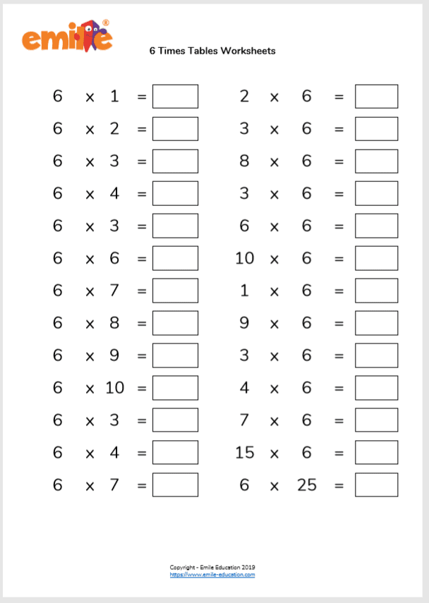 Multiplication Table 6 And 7 Worksheets