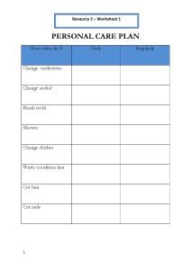 Personal Hygiene Activity Worksheets For Adults