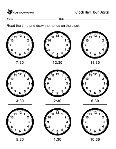 Digital Clock Worksheets Printable
