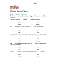 Free Printable Multiple Meaning Words Worksheets