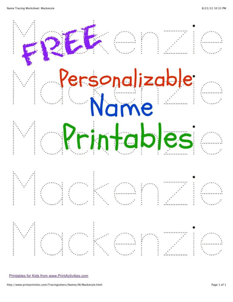 Free Kindergarten Name Writing Worksheets
