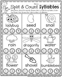 Free Printable Syllables Worksheets Pdf Kindergarten