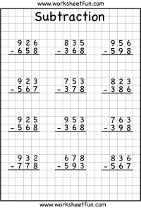 Free Math Worksheets Subtraction With Regrouping