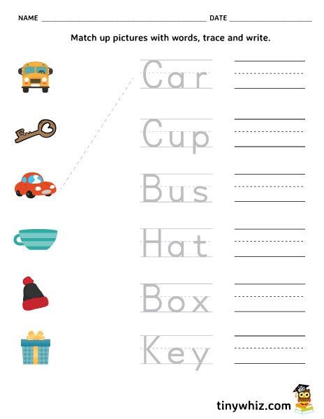 Free Printable Preschool Kindergarten English Worksheets