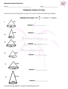 Volumes Of Cones Cylinders And Spheres Practice Worksheet Answer Key