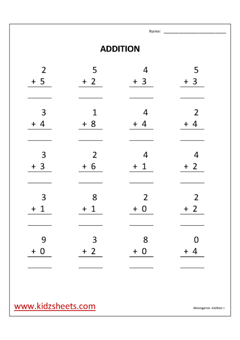 Printable Simple Addition Worksheets With Pictures