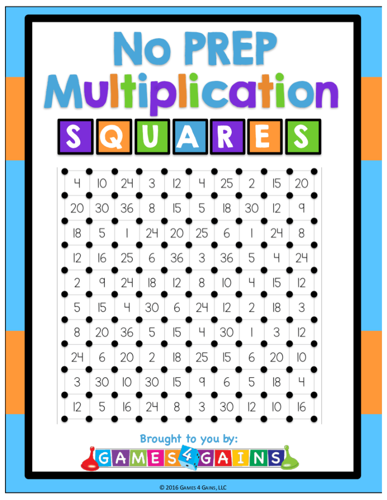 Multiplication Square Worksheet