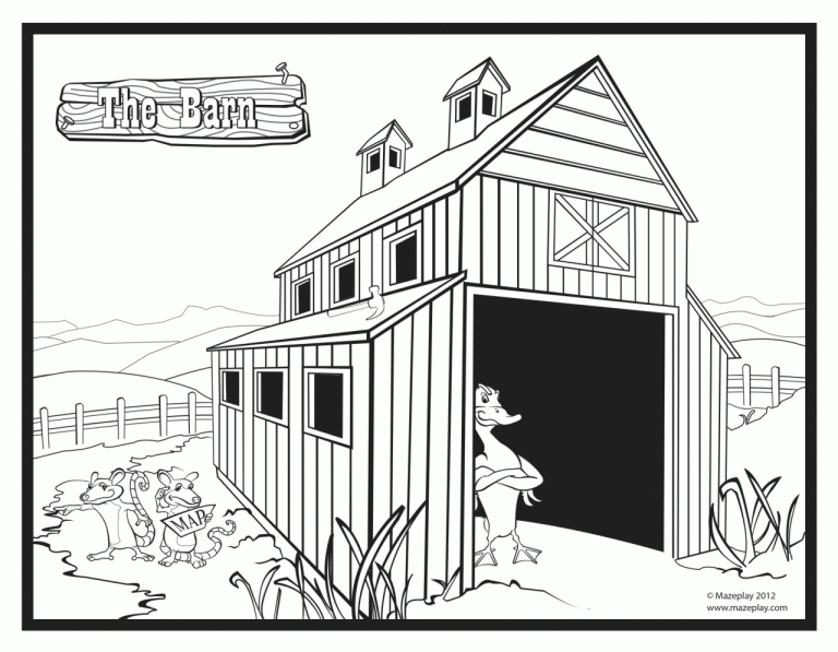 Coloring Page Of A Barn