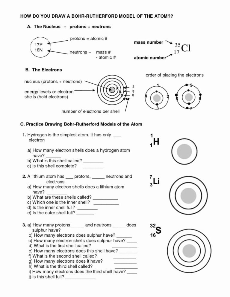Atomic Basics Worksheet Answers Key Part C