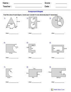 Area of Compound Shapes Subtracting Regions Worksheets matikka