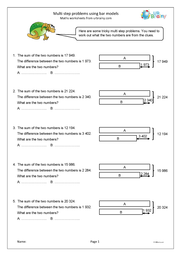 Bar Model Multiplication Worksheets