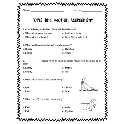 Force Work And Energy Worksheets For Grade 3
