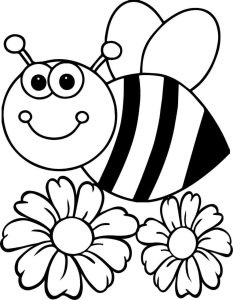 Bee and flower coloring pages Bee coloring pages, Flower coloring