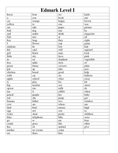 Reading Word List Edmark Level 1 Edmark reading program, Sight words